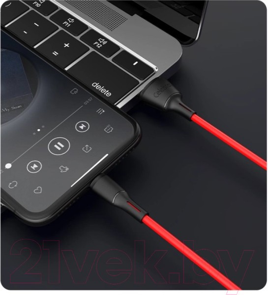 Изображение товара Кабель Celebrat FLY-2 Lightning (1м, красный)