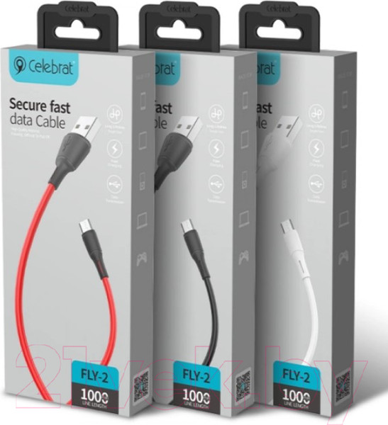 Изображение товара Кабель Celebrat FLY-2 MicroUSB (1м, белый)