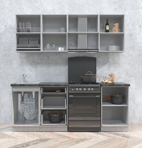 Изображение товара Кухонный гарнитур Интерлиния Мила Матте 2.1 Б (керамика/керамика/опал светлый)