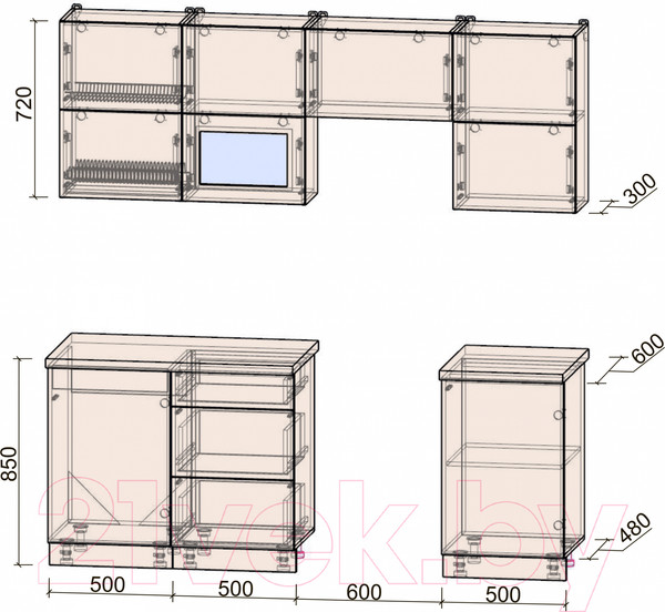 Изображение товара Кухонный гарнитур Интерлиния Мила Матте 2.1 Б (керамика/керамика/опал светлый)