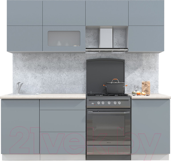 Изображение товара Кухонный гарнитур Интерлиния Мила Матте 2.2 Б  (океан/океан/травертин серый)