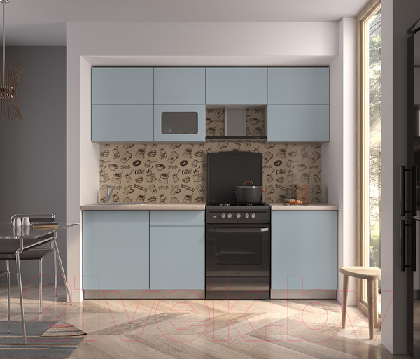 Изображение товара Кухонный гарнитур Интерлиния Мила Матте 2.3 Б (океан/океан/травертин серый)