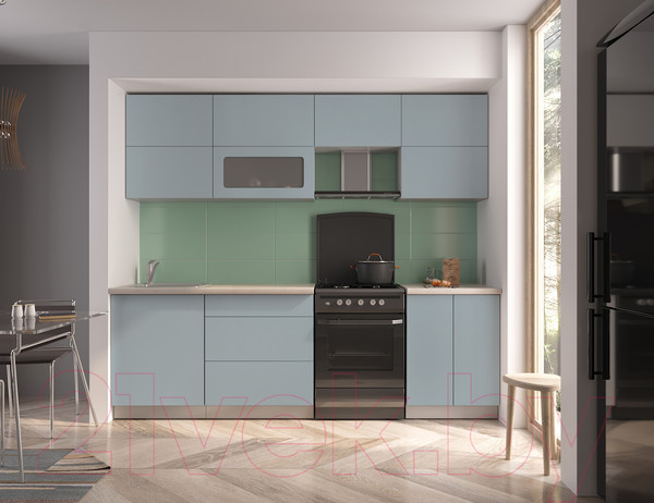 Изображение товара Кухонный гарнитур Интерлиния Мила Матте 2.5 Б (океан/океан/травертин серый)