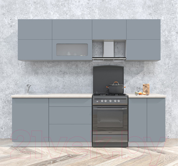 Изображение товара Кухонный гарнитур Интерлиния Мила Матте 2.5 Б (океан/океан/травертин серый)