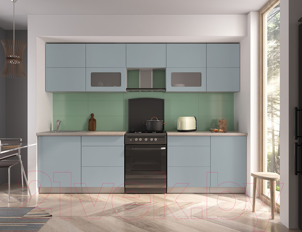 Изображение товара Кухонный гарнитур Интерлиния Мила Матте 2.9 Б (океан/океан/травертин серый)