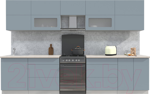 Изображение товара Кухонный гарнитур Интерлиния Мила Матте 3.3 Б (океан/океан/травертин серый)