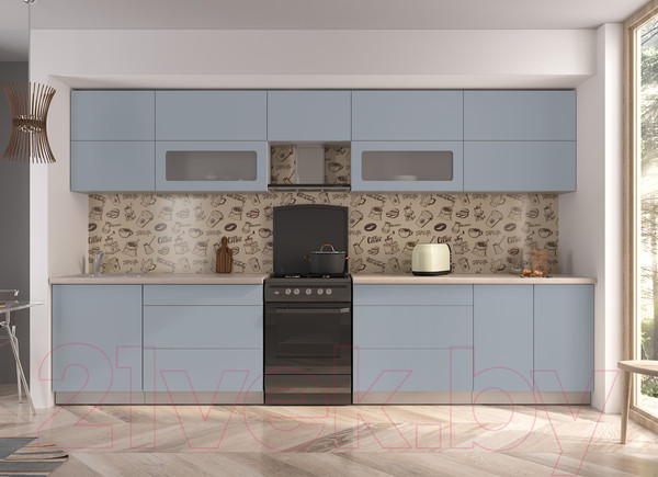 Изображение товара Кухонный гарнитур Интерлиния Мила Матте 3.6 Б (океан/океан/травертин серый)