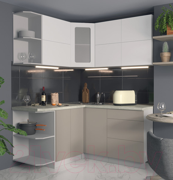 Изображение товара Кухонный гарнитур Интерлиния Мила Матте 1.5x1.6 А левая (белый/луна/опал светлый)