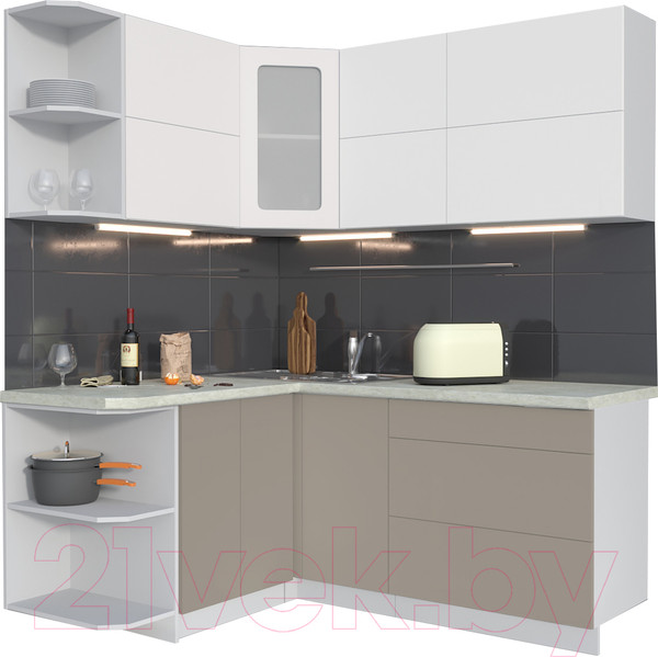 Изображение товара Кухонный гарнитур Интерлиния Мила Матте 1.5x1.8 А левая (белый/луна/опал светлый)
