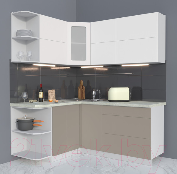 Изображение товара Кухонный гарнитур Интерлиния Мила Матте 1.5x1.8 А левая (белый/луна/опал светлый)