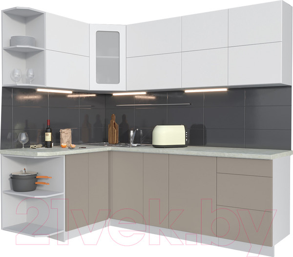 Изображение товара Кухонный гарнитур Интерлиния Мила Матте 1.5x2.3 А левая (белый/луна/опал светлый)