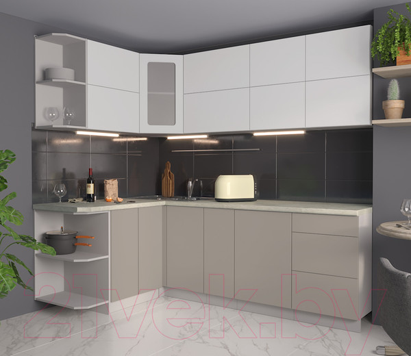 Изображение товара Кухонный гарнитур Интерлиния Мила Матте 1.5x2.3 А левая (белый/луна/опал светлый)