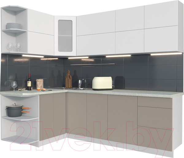 Изображение товара Кухонный гарнитур Интерлиния Мила Матте 1.5x2.4 А левая (белый/луна/опал светлый)