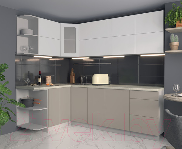 Изображение товара Кухонный гарнитур Интерлиния Мила Матте 1.5x2.4 А левая (белый/луна/опал светлый)