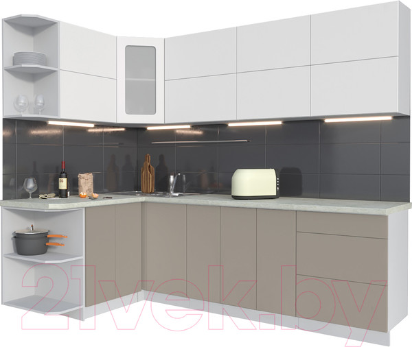Изображение товара Кухонный гарнитур Интерлиния Мила Матте 1.5x2.5 А левая (белый/луна/опал светлый)