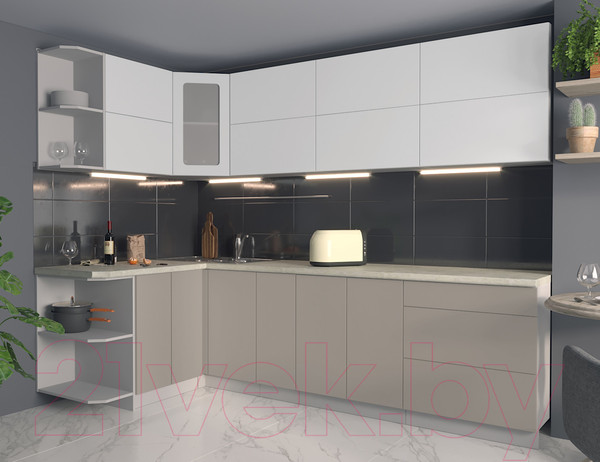 Изображение товара Кухонный гарнитур Интерлиния Мила Матте 1.5x2.7 А левая (белый/луна/опал светлый)