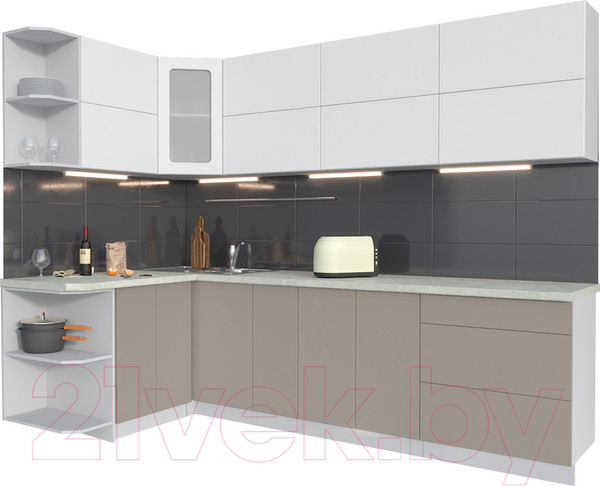 Изображение товара Кухонный гарнитур Интерлиния Мила Матте 1.5x2.7 А левая (белый/луна/опал светлый)
