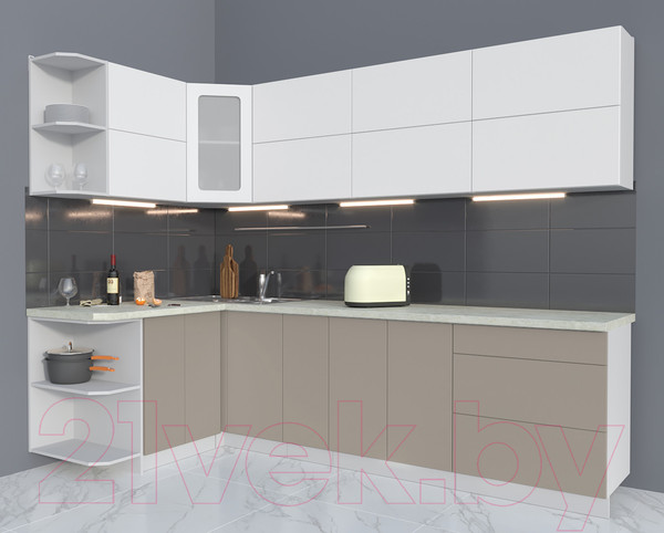 Изображение товара Кухонный гарнитур Интерлиния Мила Матте 1.5x2.7 А левая (белый/луна/опал светлый)