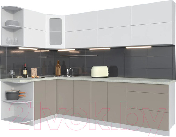 Изображение товара Кухонный гарнитур Интерлиния Мила Матте 1.5x2.8 А левая (белый/луна/опал светлый)