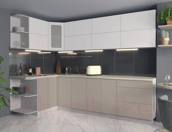 Изображение товара Кухонный гарнитур Интерлиния Мила Матте 1.5x2.8 А левая (белый/луна/опал светлый)