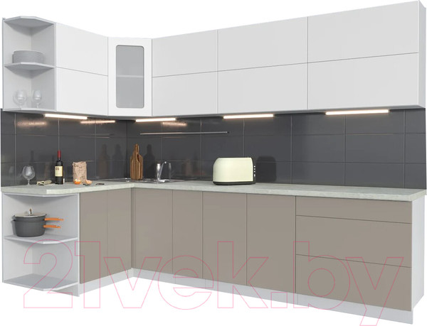 Изображение товара Кухонный гарнитур Интерлиния Мила Матте 1.5x2.9 А левая (белый/луна/опал светлый)