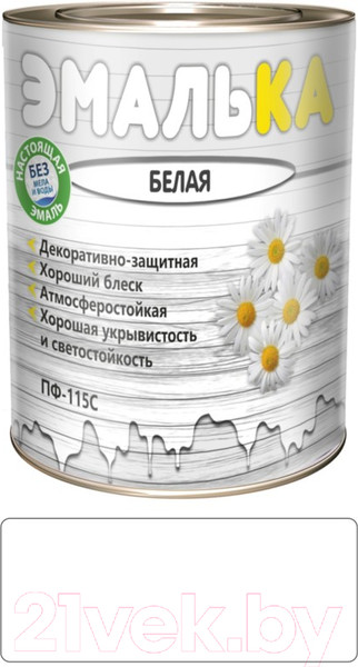 Изображение товара Эмаль Эмалька ПФ-115 С (900мл, белый)