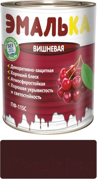 Изображение товара Эмаль Эмалька ПФ-115 С (900мл, вишневый)