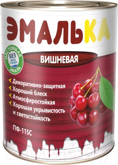 Изображение товара Эмаль Эмалька ПФ-115 С (900мл, вишневый)