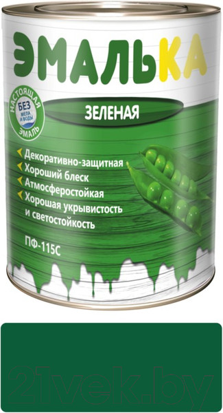 Изображение товара Эмаль Эмалька ПФ-115 С (900мл, зеленый)