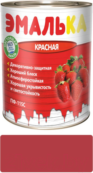 Изображение товара Эмаль Эмалька ПФ-115 С (900мл, красный)