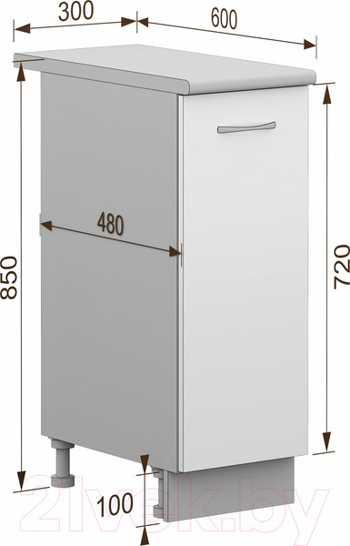 Изображение товара Шкаф-стол кухонный Кортекс-мебель Корнелия Лира НШ30р (белый/мадрид)