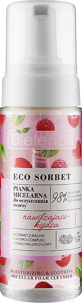 Изображение товара Пенка для умывания Bielenda Eco Sorbet Raspberry Мицеллярная увлажняющая и успокаивающая (150мл)