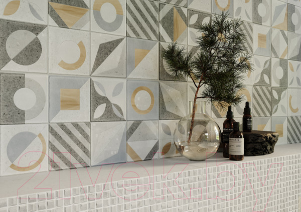 Изображение товара Декоративная плитка Gracia Ceramica Supreme Grey Mosaic Wall 02 (250x600)