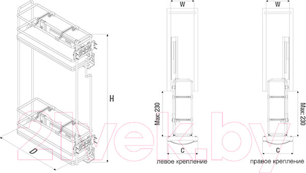 Изображение товара Бутылочница Starax 150 S 2910-C (правое крепление, хром)