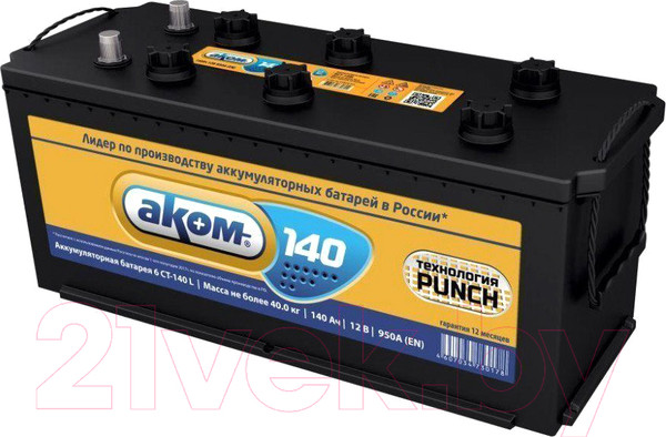 Изображение товара Автомобильный аккумулятор AKOM 6СТ-140L 4 950A (140 А/ч)
