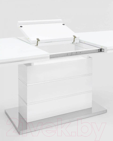 Изображение товара Обеденный стол Stool Group Глазго раскладной 160-215x90 / N-115-160-HGW (глянцевый белый)