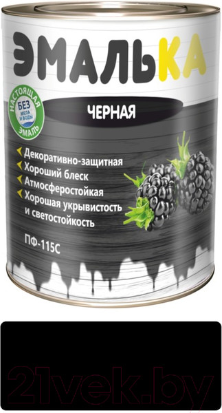 Изображение товара Эмаль Эмалька ПФ-115 С (900мл, черный)