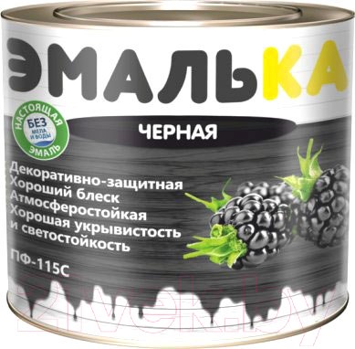Изображение товара Эмаль Эмалька ПФ-115 С (2л, черный)