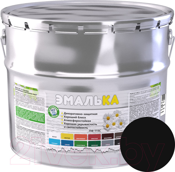 Изображение товара Эмаль Эмалька ПФ-115 С (10л, черный)