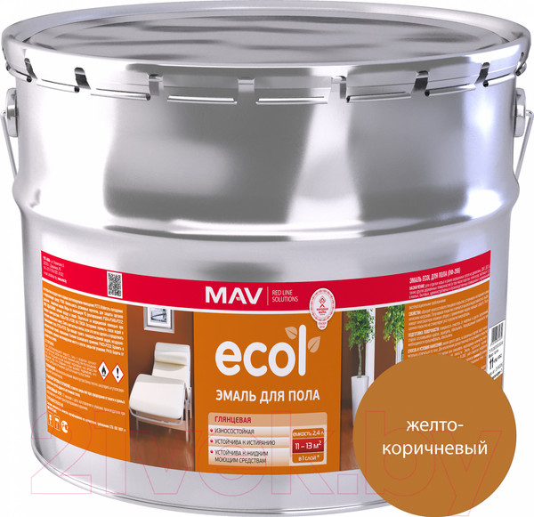 Изображение товара Эмаль MAV Ecol ПФ-266 (11кг, желто-коричневый)