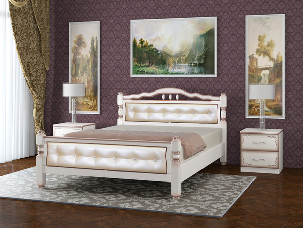 Изображение товара Каркас кровати Bravo Мебель Карина 11 160x200 (дуб молочный/экокожа светлая)