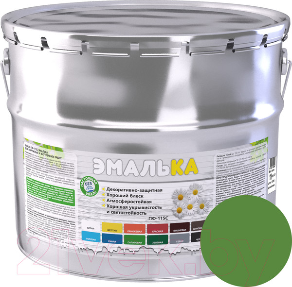 Изображение товара Эмаль Эмалька ПФ-115 С (10л, салатовый)