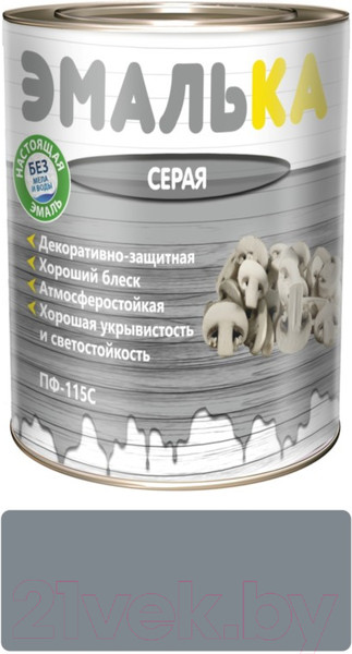 Изображение товара Эмаль Эмалька ПФ-115 С (900мл, серый)