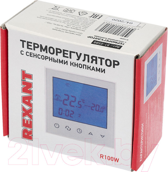 Изображение товара Терморегулятор для теплого пола Rexant R100W/ 51-0588 (белый)