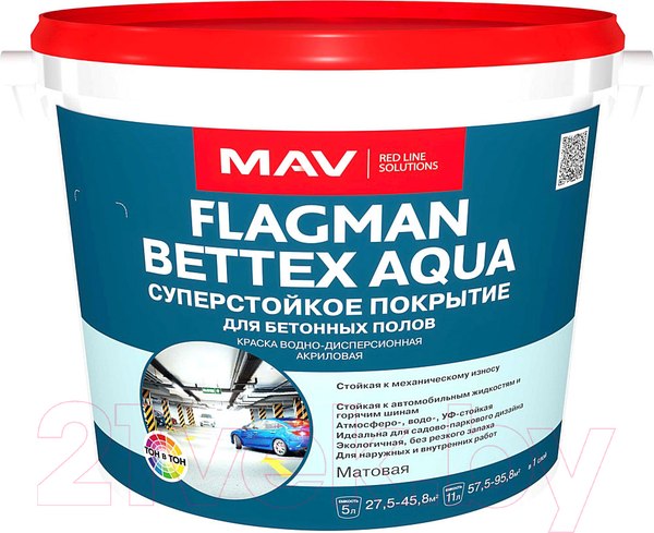 Изображение товара Краска MAV Flagman Bettex Aqua (3л, белый матовый)