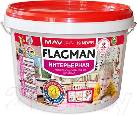 Изображение товара Краска MAV Flagman Kinder (3л, белый полуматовый)
