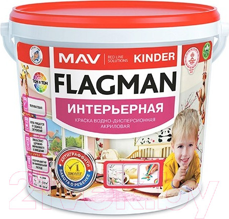 Изображение товара Краска MAV Flagman Kinder (5л, белый полуматовый)