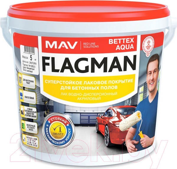 Изображение товара Лак MAV Flagman Bettex Aqua (5л, бесцветный матовый)