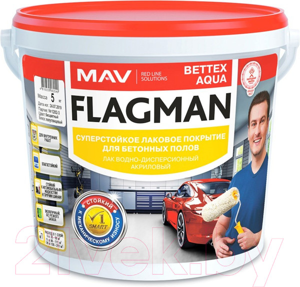Изображение товара Лак MAV Flagman Bettex Aqua (5л, бесцветный полуглянцевый)