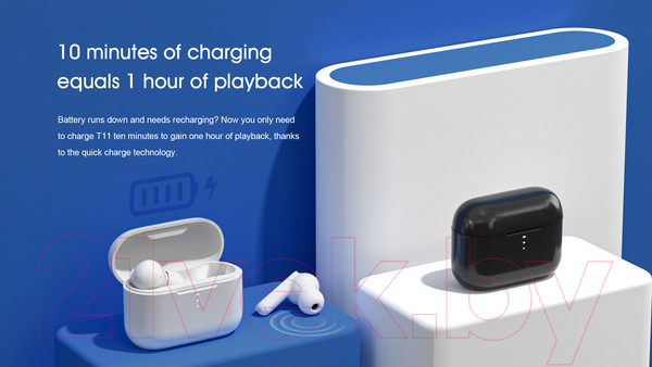 Изображение товара Беспроводные наушники QCY T11 (черный)